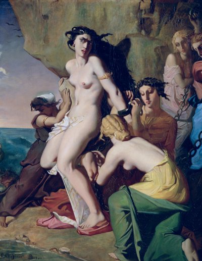 Andrómeda atada a la roca por las nereidas, 1840 de Théodore Chassériau